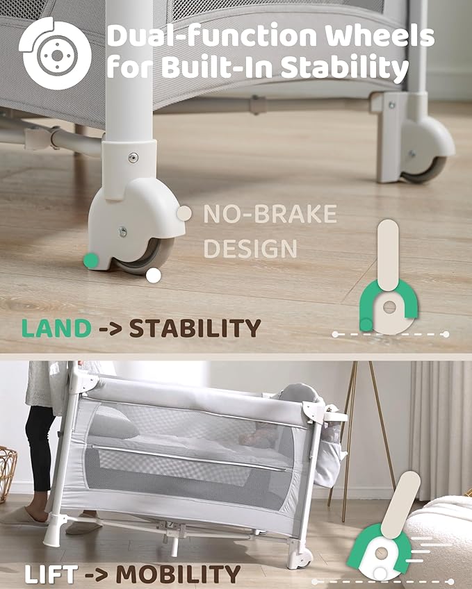 4 in 1 Baby Bassinet Bedside Sleeper, Baby Bedside Crib 5 Functions, Bedside Sleeper, Bassinet Crib, Changing Station for Newborn Baby