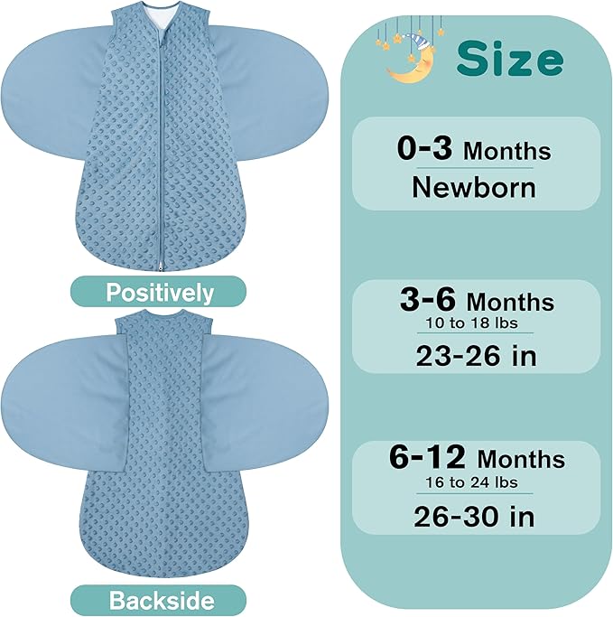 Fleece Newborn Sleep Sack Baby Swaddle,3-Way Adjustable Wearable Blanket,2 Pack Fleece Swaddling Sleeping Bag TOG 2.0, (Brown & Dark Green, 3-6 Months)