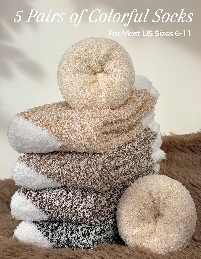 TEHOOK Warm & Cozy Gifts for Women, Fluffy Fuzzy Sock, Plush Sleeping Slipper Socks - Soft Warm Fabric