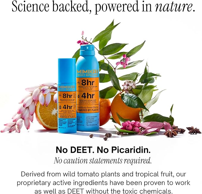 Mimikai Tick Repellent, DEET-Free for Skin and Outdoor Use, Non-Toxic, Plant-Powered Skincare, 3.4oz Pump Spray