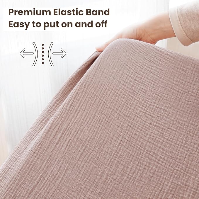 Konssy Muslin Crib Sheets for Boys, Soft Cotton Neutral Baby Sheets for Standard Crib Mattress 2 Pack, 52"x28" (Soft Blooms,Taupe)