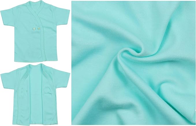 ToBeInStyle Babies' 4 Pack Relaxed Fit Short or Long Sleeve Button Up Kimono Tee Swaddle Shirt