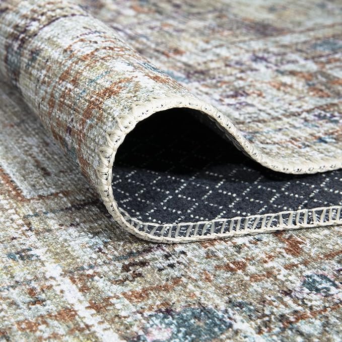 Bloom Rugs Washable Non-Slip 7 ft Runner - Peach/Beige Traditional Runner for Entryway, Hallway, Bathroom, and Kitchen - Exact Size: 2.5' x 7'