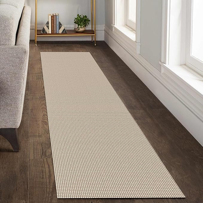 KOZYFLY Runners for Hallways 2x8 ft Washable Kitchen Runner Non Slip Rubber Backed Hall Runners Cotton Entryway Runner Rugs Floor Carpet for Indoor Backdoor Bedroom Kitchen, Ivory/Khaki