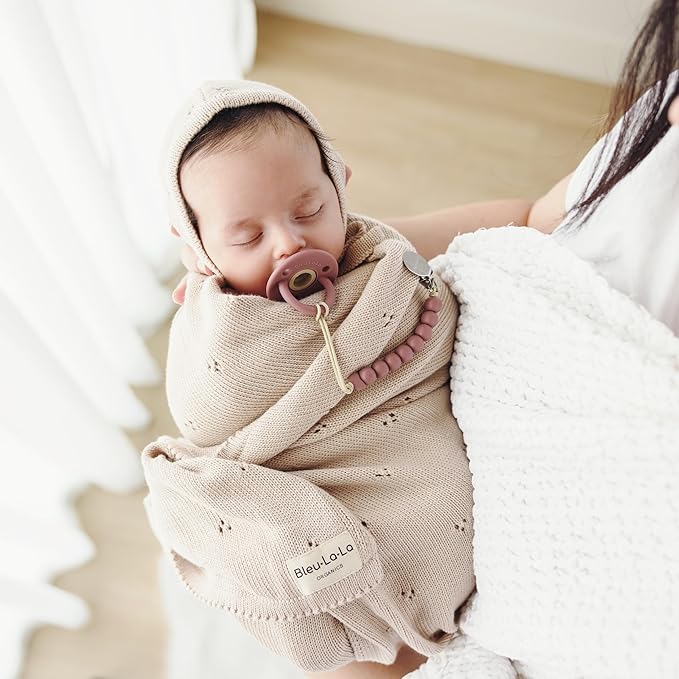 Luxury Organic Pointelle Receiving Blanket (Oatmeal)