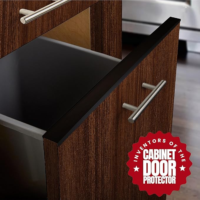 Cabinet Hero Slimline Cabinet Edge Protector - Prevents Chipping, Wear, Discoloration - Drawer Edge Guard, Bumper for Drawer - Easy Slip-On Installation - 3/4" Thick, 24" Length, Black, Pack of 4