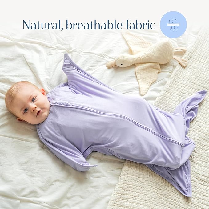 SleepingBaby EverSoft Zipadee-Zip Transition Swaddle - Roomy Wearable Blanket with Two Way Zipper - Viscose from Bamboo - Lilac, Medium (6-12 Month)