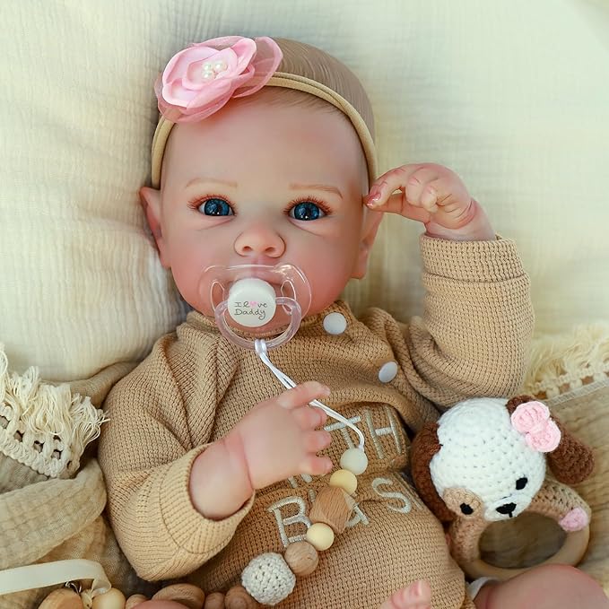 Realistic Reborn Baby Dolls - 20 Inch Cute Silicone Baby Girl Doll, Lifelike Newborn with Full Vinyl Body,Real Life Baby Dolls with Accessories for 3+ Years Old Kids Gifts