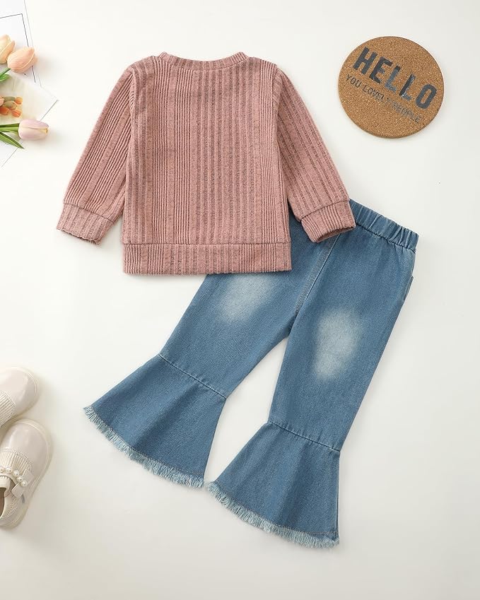 Mioglrie Toddler Girl Clothes Little Girl Denims Outfits Jeans Pants Set Little Baby Toddler Baby Clothes for Girl