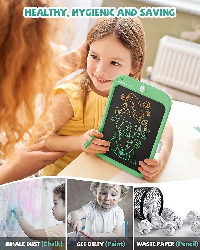 TEKFUN Toddler Boy Toys, LCD Writing Tablet for Kids, Doodle Board Dinosaur Toys, Travel Essentials Toys for 3 4 5 6 Year Old Boys Girls, Easter Birthday Christmas Gifts (10inch Green)