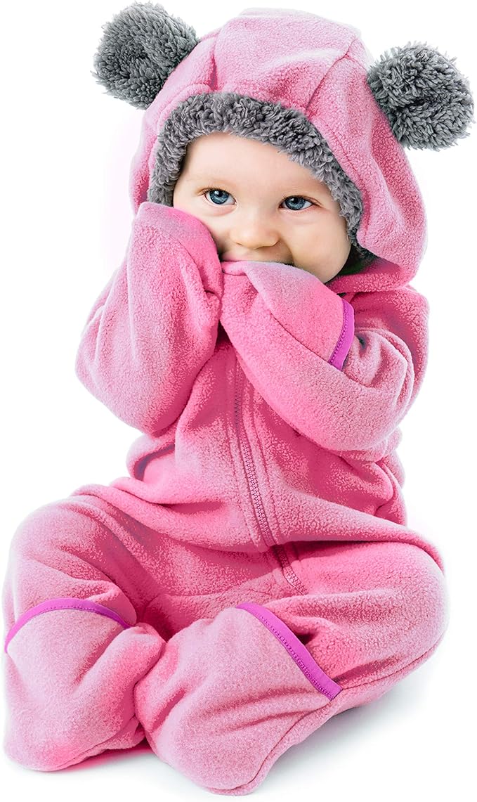 Cuddle Club Fleece Baby Bunting Bodysuit with Hood, Convertible Mittens & Booties, Car Seat Friendly, Soft & Warm, Easy Zip