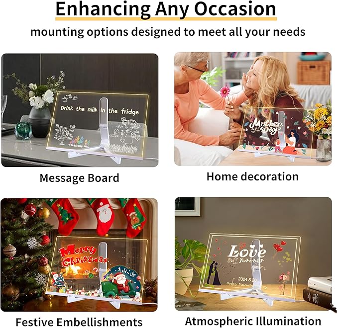 LED Note Board with Colors,Led Light Up Acrylic Message Board,LED Illuminated Drawing Board Light Up Dry Erase Board with Stand for Office School Home (11.81 * 7.88'')