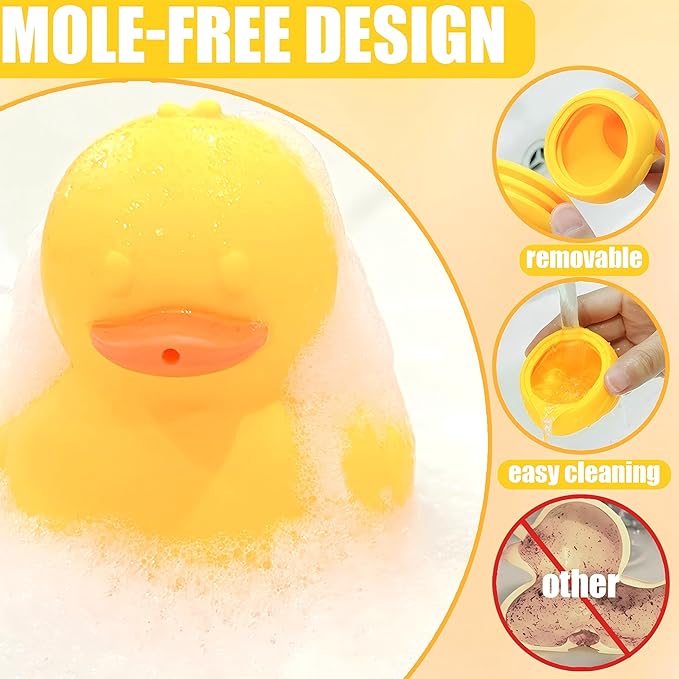 No Hole Mold Free Bath Toys for Toddlers 1-3, Water Toys for 6-12 Months Infants with Storage Bag, Baby Silicone Duck Toys for Bathtub, Shower, Tub, 6-Piece Toddler Bath Toy Set Kids Boys Girls Gifts