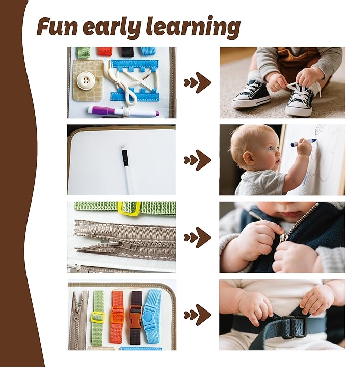 Felt Interactive Busy Book Sensory Toy Soft Activity Book Learning Toys for 3+ Years Old Children Children Busy Board - Ancient Dinosaurs