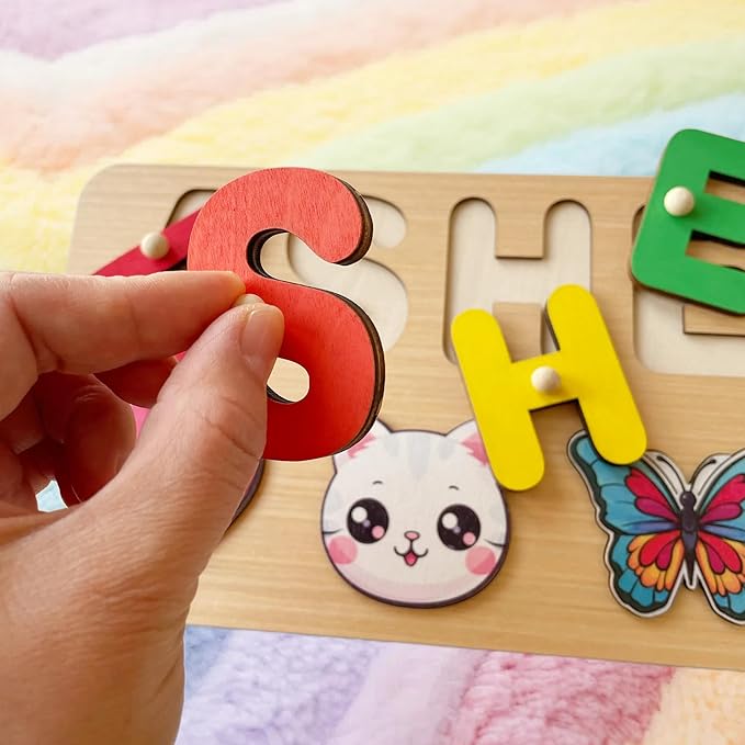Custom Name Puzzle for Toddlers 1-3,Montessori Toys,1st Birthday Gifts for Toddlers Boys Girls, Personalized Name Puzzle for Kids,Toys for Ages 1-2