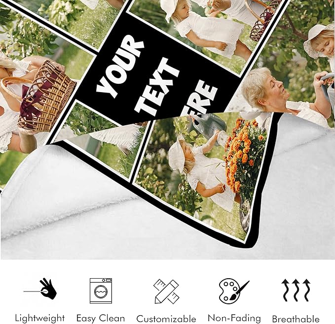 Custom Blanket with Picture - Perfect for Mom, Dad, Grandma, Grandpa, Sister, Friend or Couple
