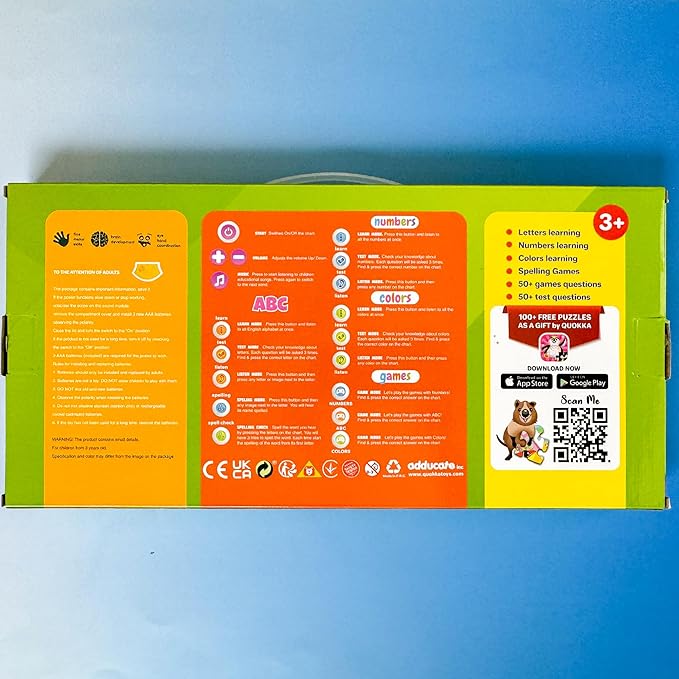 QUOKKA Educational Toys for Kids 5-7 Year Old - Vertical ABC Learning Wall Chart for Toddlers Age 3 4 6+ - Interactive Speech Therapy Poster Boy Girl - Autism Puzzle Game 8-10-12