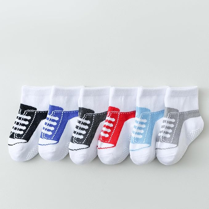 EPEIUS Unisex Baby Girls Boys Non-Slip Socks (Set of 6)