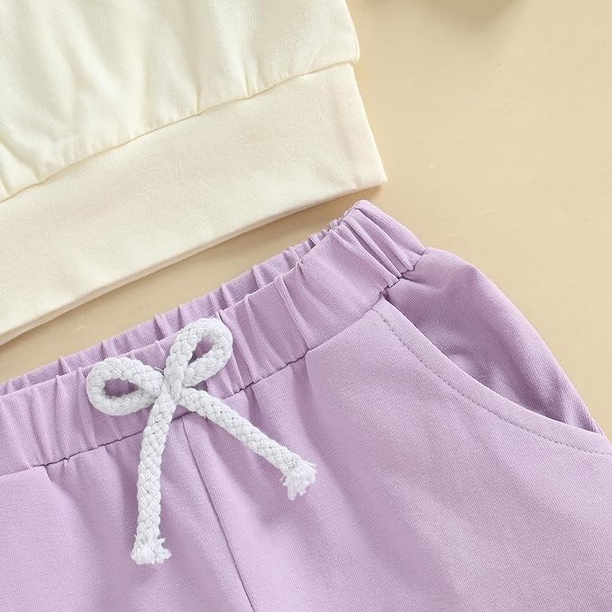 Madjtlqy Toddler Baby Girl Fall Winter Outfit Clothes Flowers Crochet Embroidery Long Sleeve Sweatshirt Tops and Pants Set