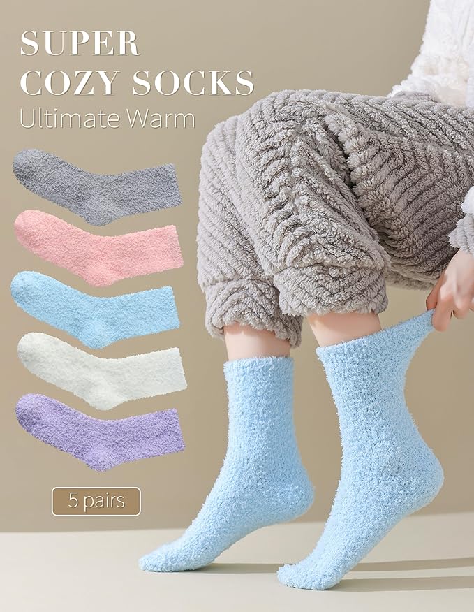 TEHOOK Warm & Cozy Gifts for Women, Fluffy Fuzzy Sock, Plush Sleeping Slipper Socks - Soft Warm Fabric