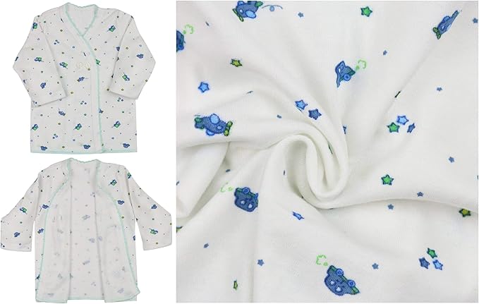 ToBeInStyle Babies' 4 Pack Relaxed Fit Short or Long Sleeve Button Up Kimono Tee Swaddle Shirt