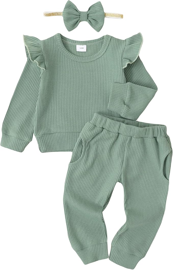 Mioglrie Baby Girl Clothes Infant Toddler Girls Fall Winter Outfits Sweatshirts Clothing Set 3 6 12 18 24 Month 2T 3T