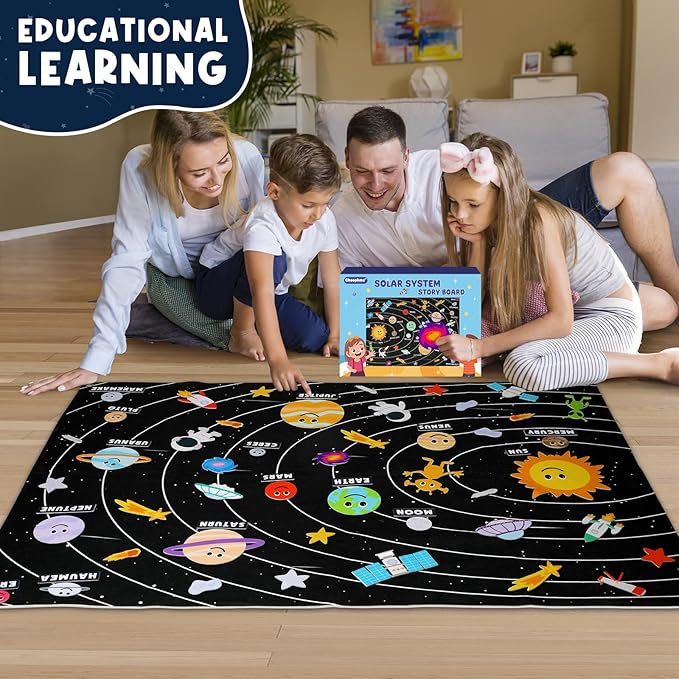 Solar System for Kids 3-5 5-7 with 63pcs Felt Board Story Sets Girl Boy Toys Preschool Montessori Learning Toy Wall Busy Board Astronaut Space Planets Birthday Gifts 3 4 5 6 7 8 Year Old Stem Toy