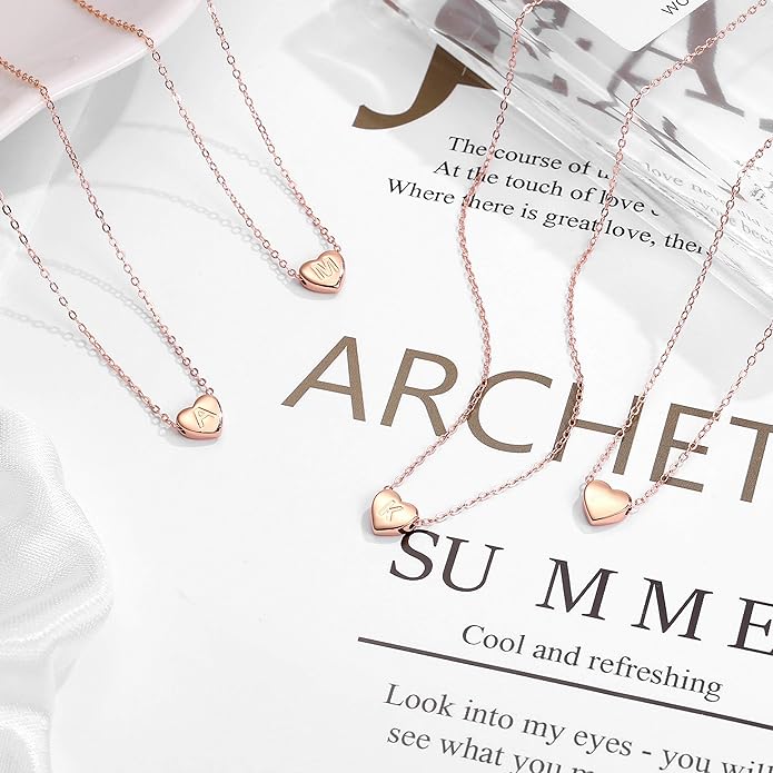 M MOOHAM Heart Initial Necklace Gifts for Girls Women - S925 Sterling Silver Tiny Letter Necklace Birthday Gift for Kids Teen Girl Jewelry