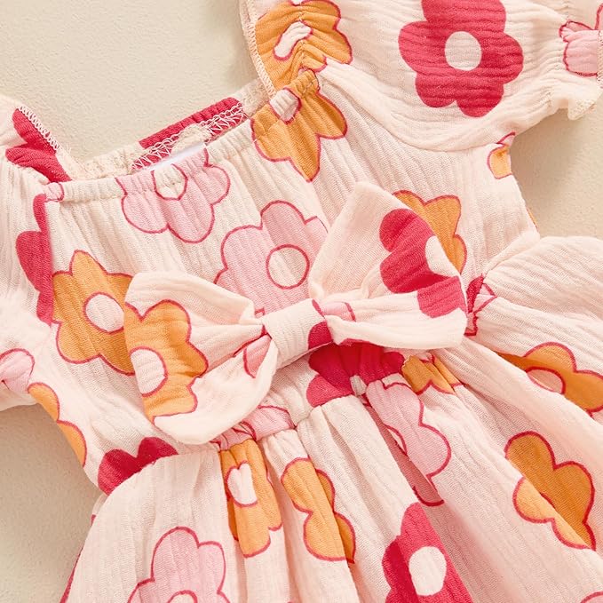 Baby Girls Floral Cotton Leotard Romper Newborn Daisy Playsuits Ruffled Sleeve Onesie Infant Jumpsuit Clothes Headband