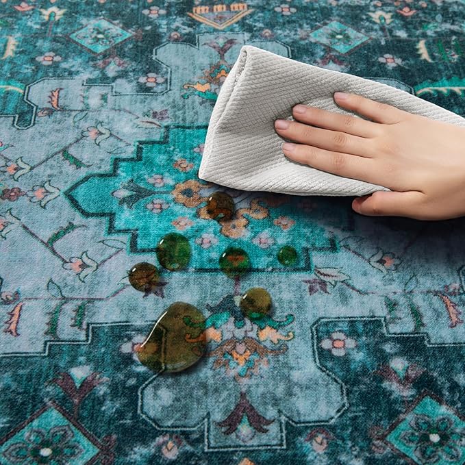 Ciicool Washable Vintage Runner 2' x 10' ft Hallway Rug Carpet, Boho Low Pile Long Non Slip Soft Kitchen Carpet Indoor Oriental Throw Rug