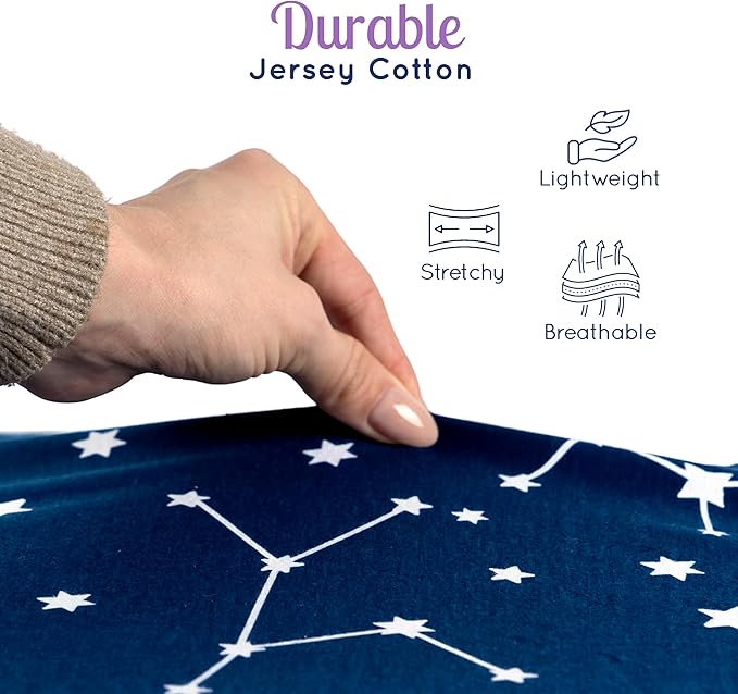 Fitted Unisex Crib Sheets (3 Pack) by GROW WILD - Jersey Knit Cotton Crib Sheets for Boys or Girls, 52β x 28β x 9β Crib Bedding Set (Moon, Stars and Constellation)