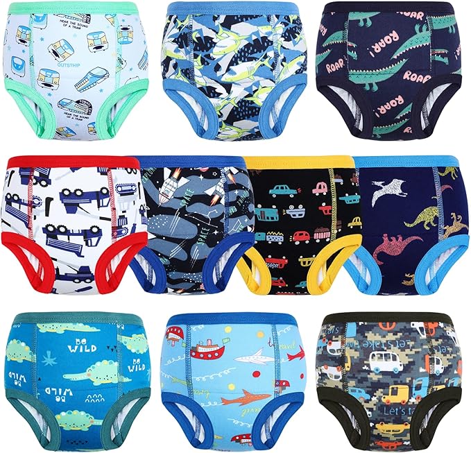 MOEMOE BABY Training Underwear 10 Packs Absorbent Potty Training Pants for Boys and Girls Cotton Pee Pants 2-9T