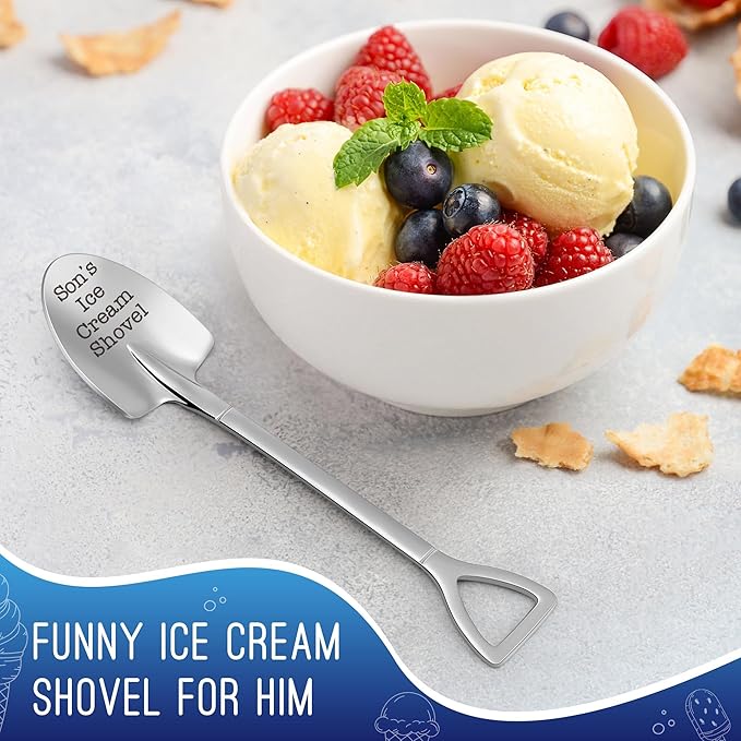 Funny Dad's Ice Cream Shovel Son Gifts Fathers Day Presents to My Son from Mom Dad, Unique Easter Basket Stuffers for Son Men Birthday Grandpa Papa Grandfather Brother Uncle