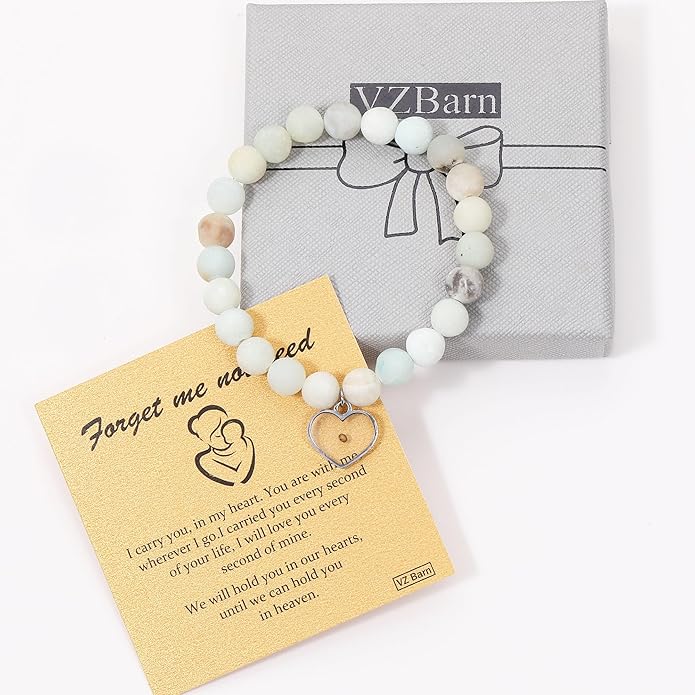 Miscarriage Gift Heart Charm Stretch Bracelet Crystals and Healing Stones Bracelet for Mother Father