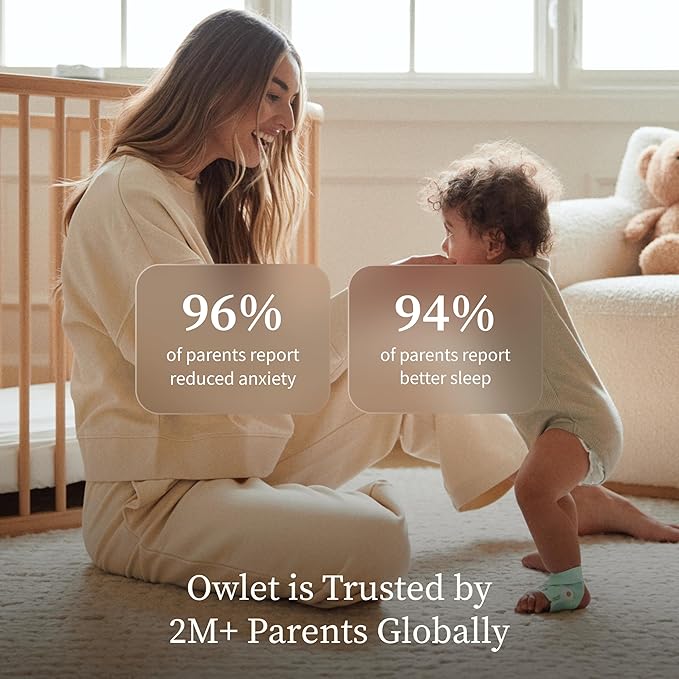 Owlet Dream Duo (3rd Gen) – FDA-Cleared Smart Baby Monitor with Sock & HD Video Cam, Tracks Pulse Rate, Oxygen & Sleep, 2K HD Video, Cry & Motion Alerts, Temp Monitoring - Mint