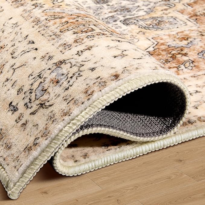 Ciicool Washable Runner Rug, 2'x5' Kitchen Non-Slip Vintage Carpet Rug Runners for Hallways Bedroom Kitchen Laundry Room Bathroom Decor