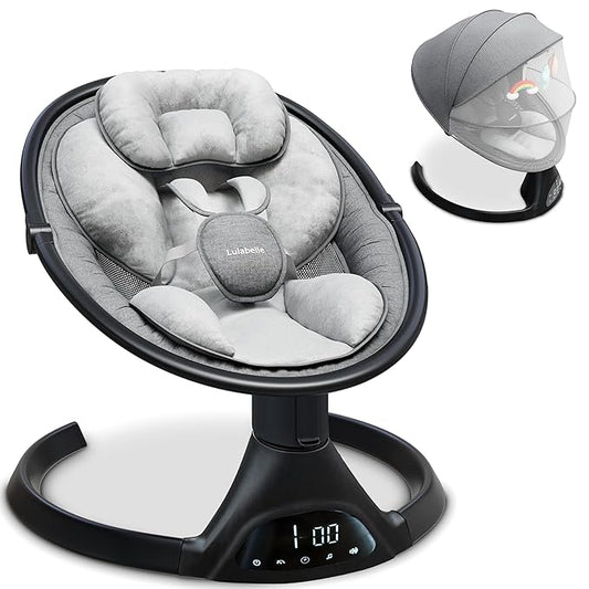 Baby Swings for Infants - Lulabelle Portable Infant Swing with Adjustable Height, 5 Sway Speeds with Remote Control, Lullaby Songs, Stationary Seat Baby Swing - for Girls & Boys.