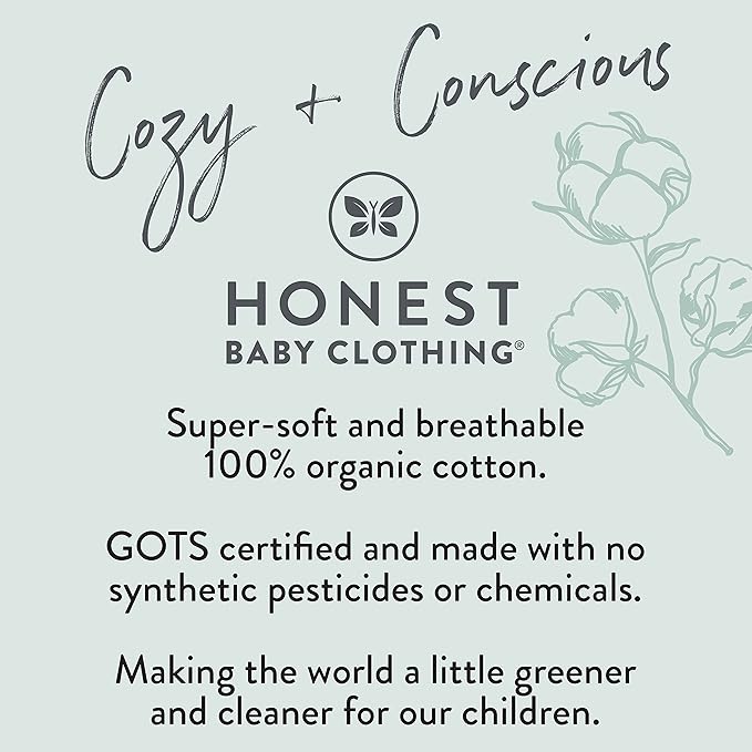 HonestBaby unisex-baby 3-pack Long Sleeve Side-snap Kimono Bodysuits Organic Cotton for Infant Baby Boys, Girls, Unisex