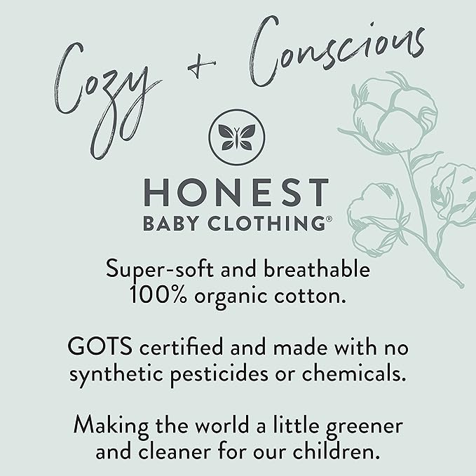 HonestBaby 5-Pack Long Sleeve T Shirts 100% Organic Cotton for Toddler, Little Kids Boys, Girls