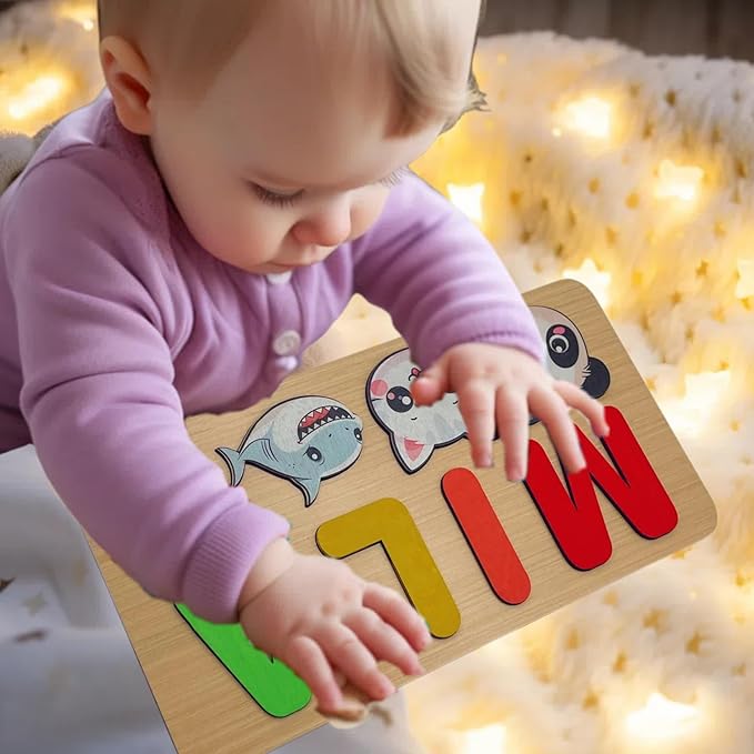 Personalized Name Puzzle for 1 2 3+ Year Old,Montessori Toys for 1 Year Old,Wooden Name Puzzle for Toddlers,1st Birthday Girl Gifts,Baby Puzzles 12-18 Months