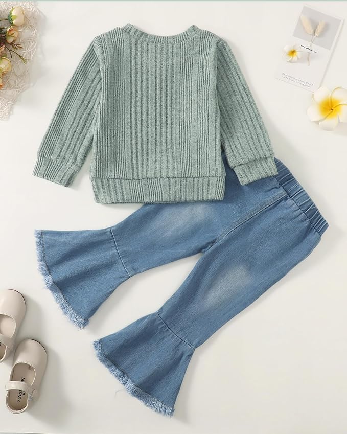 Mioglrie Toddler Girl Clothes Little Girl Denims Outfits Jeans Pants Set Little Baby Toddler Baby Clothes for Girl