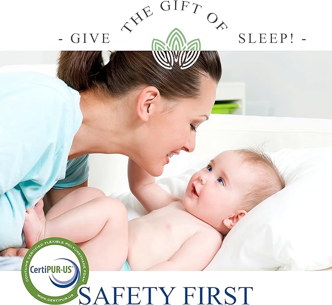 Organic Cotton Dual-Sided Crib Mattress | 2-Stage Premium Memory Foam CertiPUR-US Hypoallergenic Baby Mattress, Firm Support for Infant, Cooling Gel for Toddler, Waterproof Washable Cover, 52x27.5x5.5