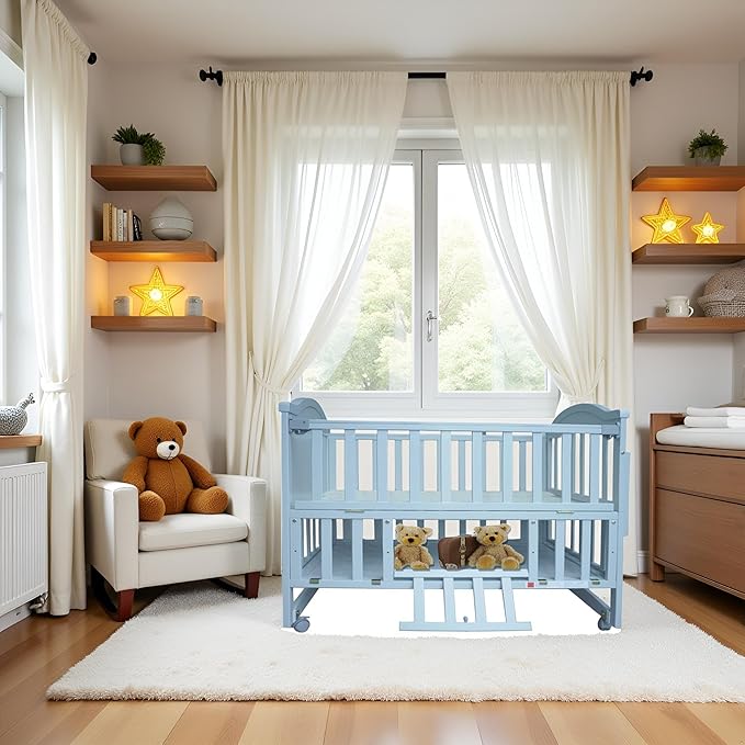 Portable Mini Baby Crib 4 in 1 with Memory Foam Mattress(38" by24) Included, Cunas para Bebes Convertible Crib with Foldable Storage Baby Playpen Bassinet Bedside Sleeper Bed (Silver Grey)
