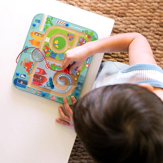 HABA Busy Board for Toddlers 2-4: Town Magnetic Maze Puzzle Game - Toddler Travel Toys for Preschoolers