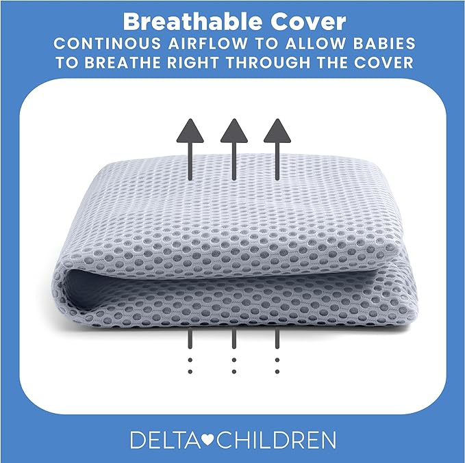 Delta Children Breathable Crib Mattress Pad Cover - Make Every Crib Mattress Breathable - Elastic Edges for Secure, Universal Fit - Machine Washable - 1 Pack, Blue