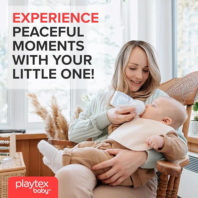 Playtex Baby Anti-Colic Nurser Bottle with Pre-Sterilized Disposable Drop-Ins Liners, 8 Oz Bottles (3 Count), Bottles for Newborn and Breastfeeding Babies, Feeding Essentials