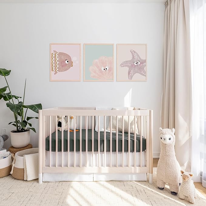 Muslin Crib Sheets, 100% Organic Cotton, Breathable and Ultra-Soft, Standard Crib Sheet Mattress (28"x 52") for Girls and Boys, Neutral Fitted Baby Crib Sheet (Deep Ocean)