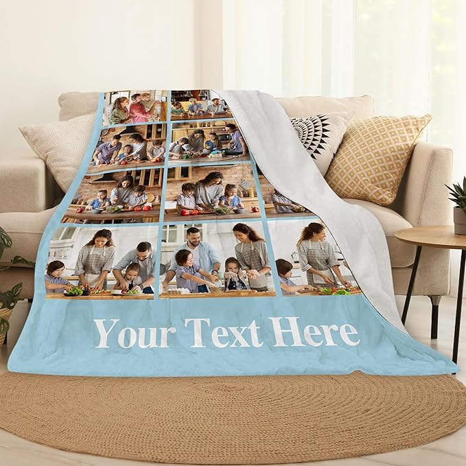Personalized Blankets with Photos Customized Blanket with Picture Custom Gifts for Family Mom Dad Husband Wife Boyfriend Girlfriend Custom Blanket with Picture