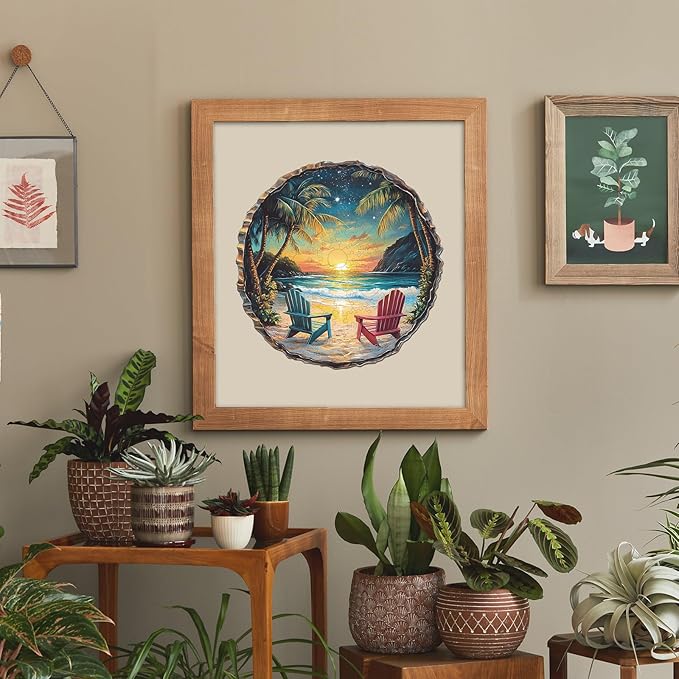 Jigfoxy Wooden Puzzle for Adults,Sunset Beach Wooden Jigsaw Puzzles for Adults, Unique Animal Shape Wood Cut Puzzles for Family Friend Puzzle Lovers(M-11.4 * 11.3in-200pcs)