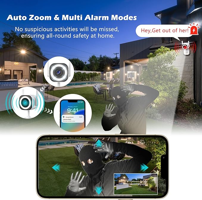 5G Outdoor/Indoor Security Camera,1080P Baby Monitor Cameras for Bedroom/Elder/Dog/Pet Camera,IP66 Waterproof,Night Vision, Motion Detection, Alarm Siren, Two-Way Talk, SD/Cloud -2Pack
